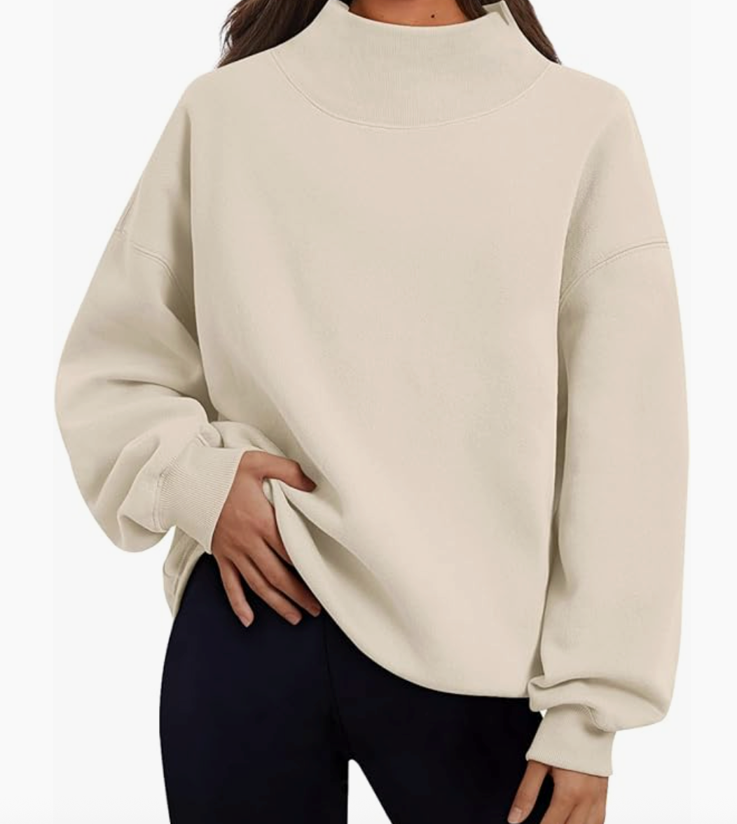 Mock Neck Embroidered Sweatshirt