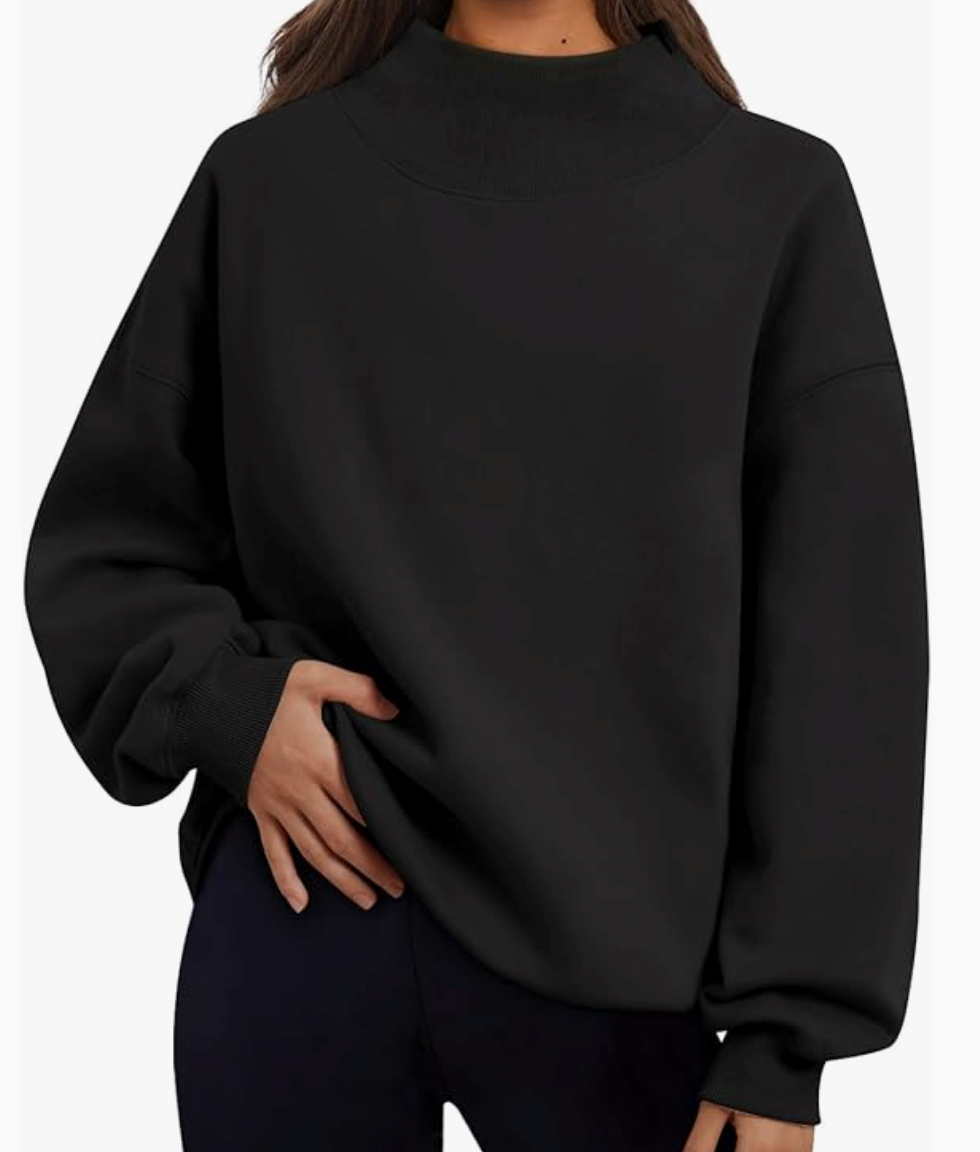 Mock Neck Embroidered Sweatshirt