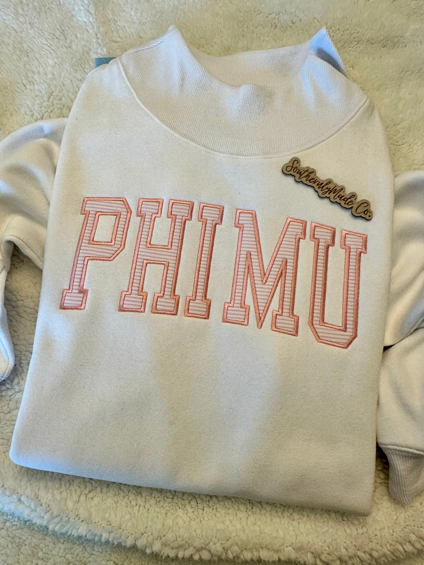 Mock Neck Embroidered Sweatshirt