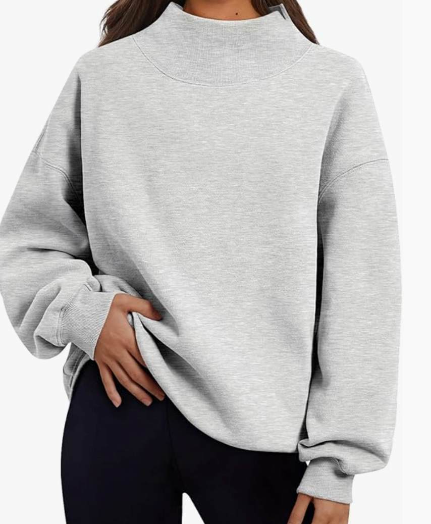 Mock Neck Embroidered Sweatshirt
