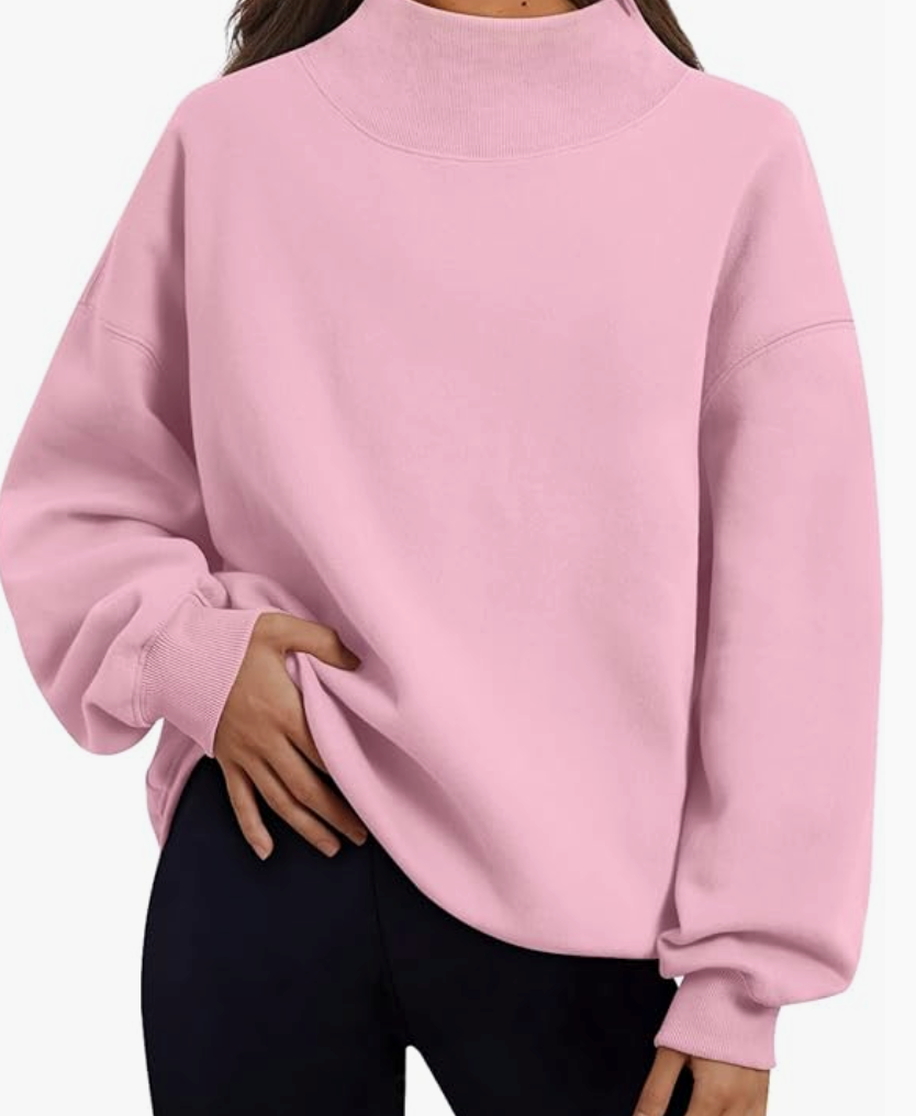 Mock Neck Embroidered Sweatshirt