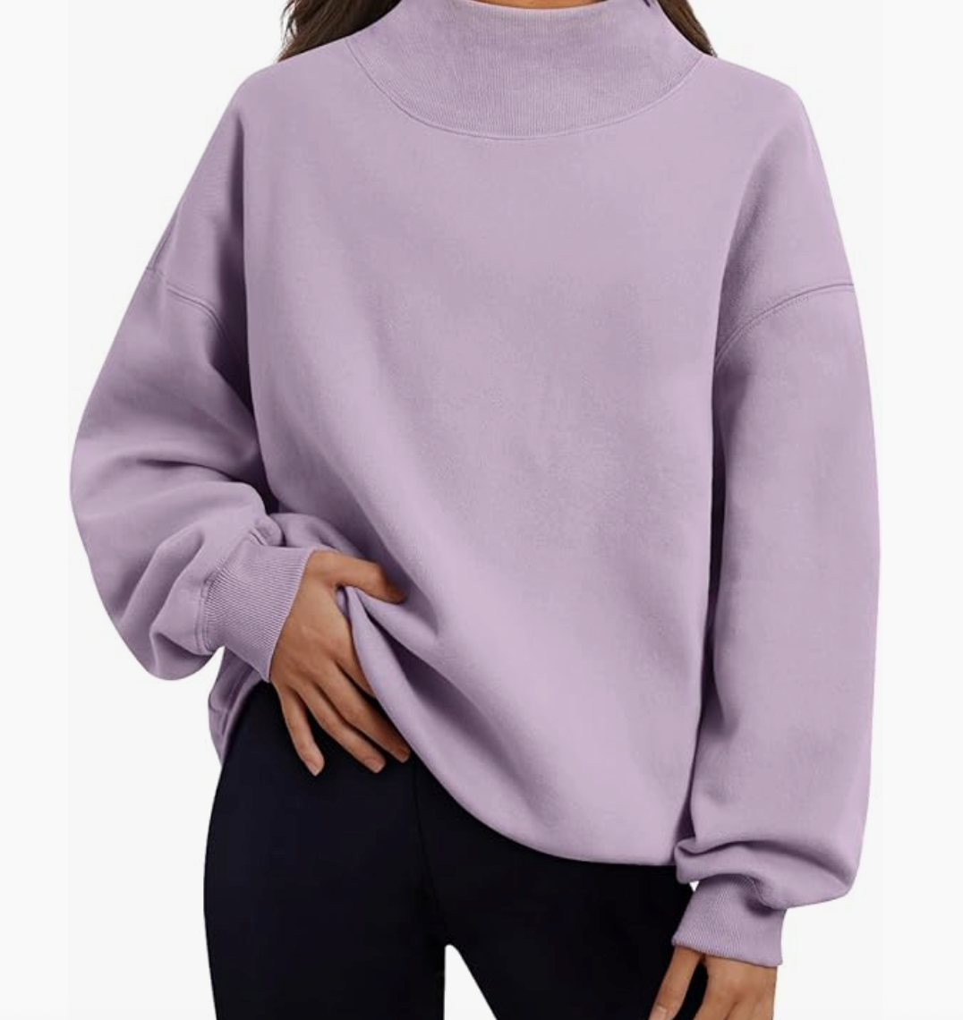 Mock Neck Embroidered Sweatshirt
