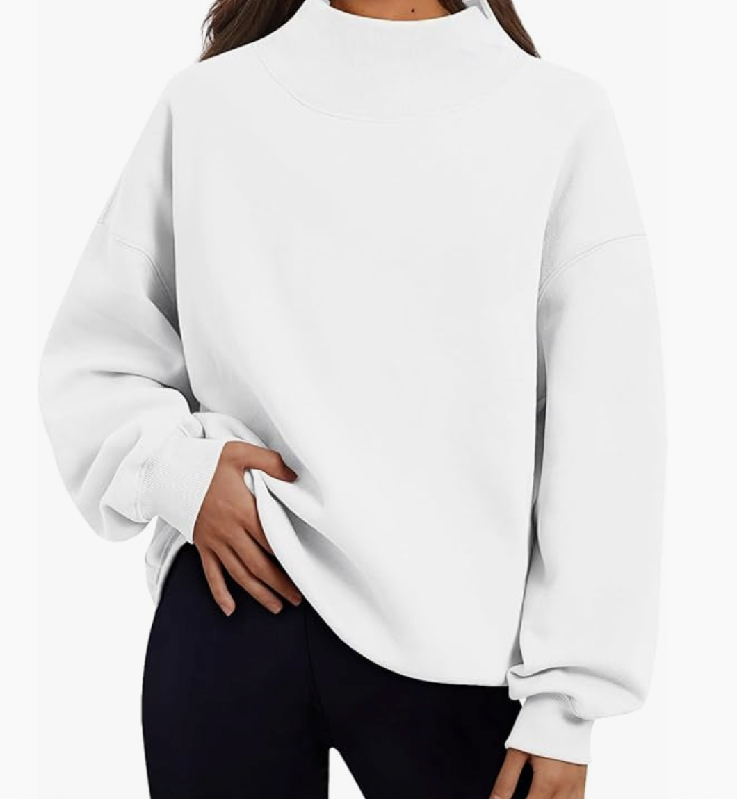 Mock Neck Embroidered Sweatshirt