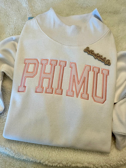 Mock Neck Embroidered Sweatshirt