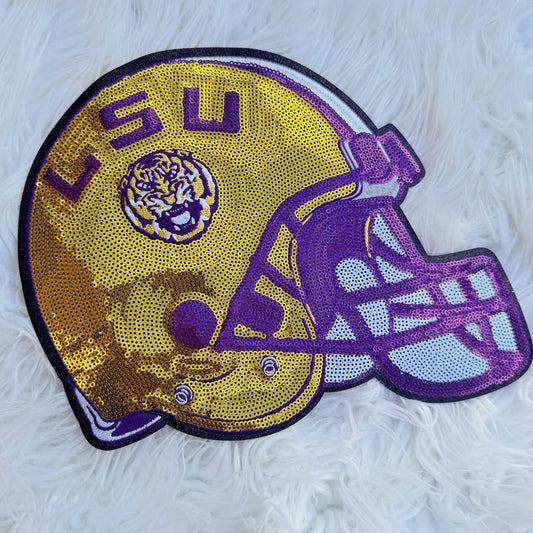 Sequin Tiger Football Helmet Patch Sweatshirt