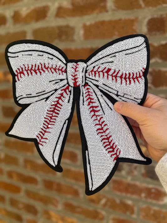 Baseball Bow Sequin Patch Sweatshirt