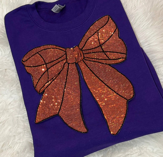 Basketball Bow Sequin Patch Sweatshirt