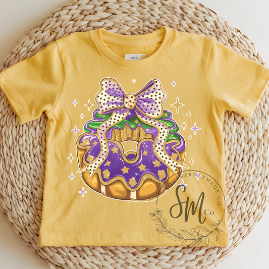 King Cake Bow Mardi Gras Design