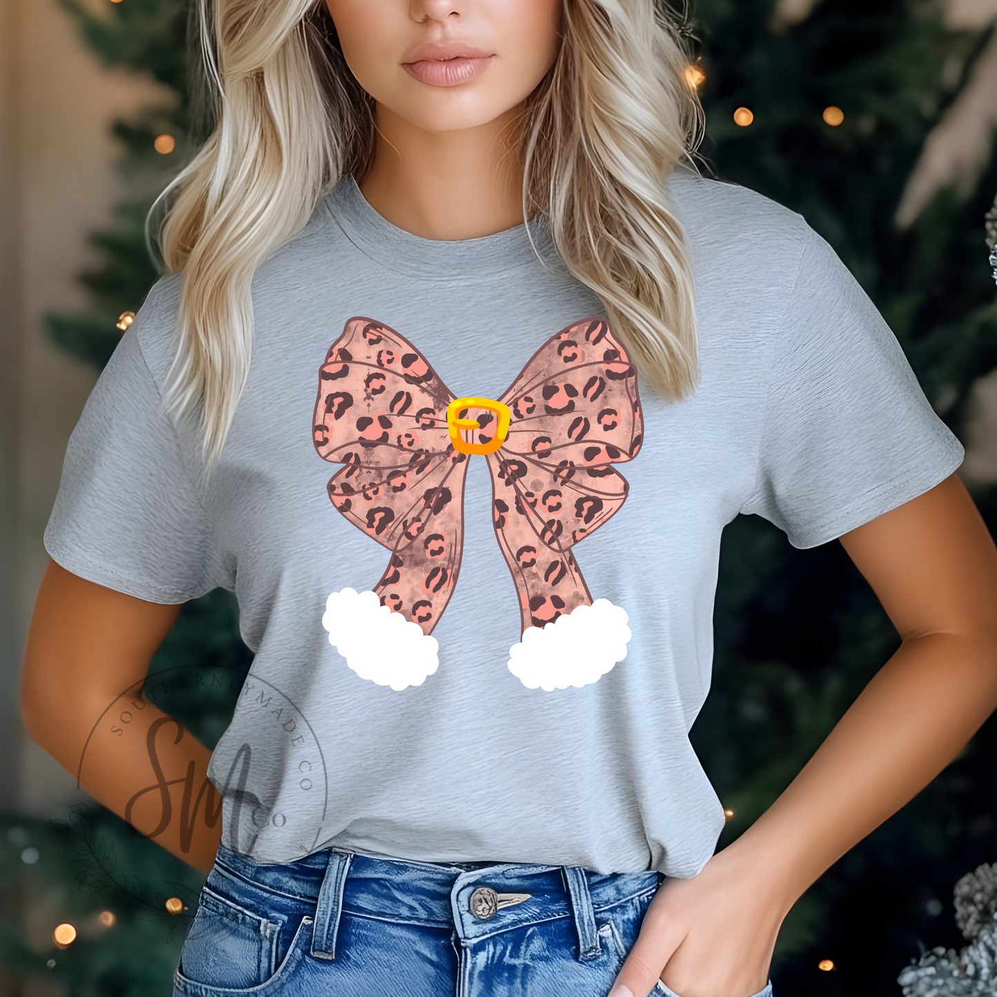 Leopard Santa Bow Design