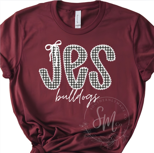 JES Black Plaid Bow Design