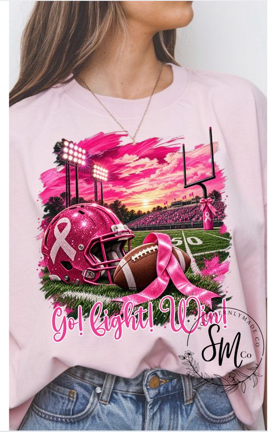Go! Fight! Win! Football Field Pink Sky