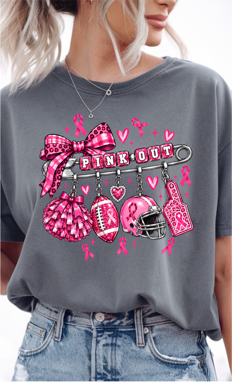 Pink Out Breast Cancer Awareness Charms Tee