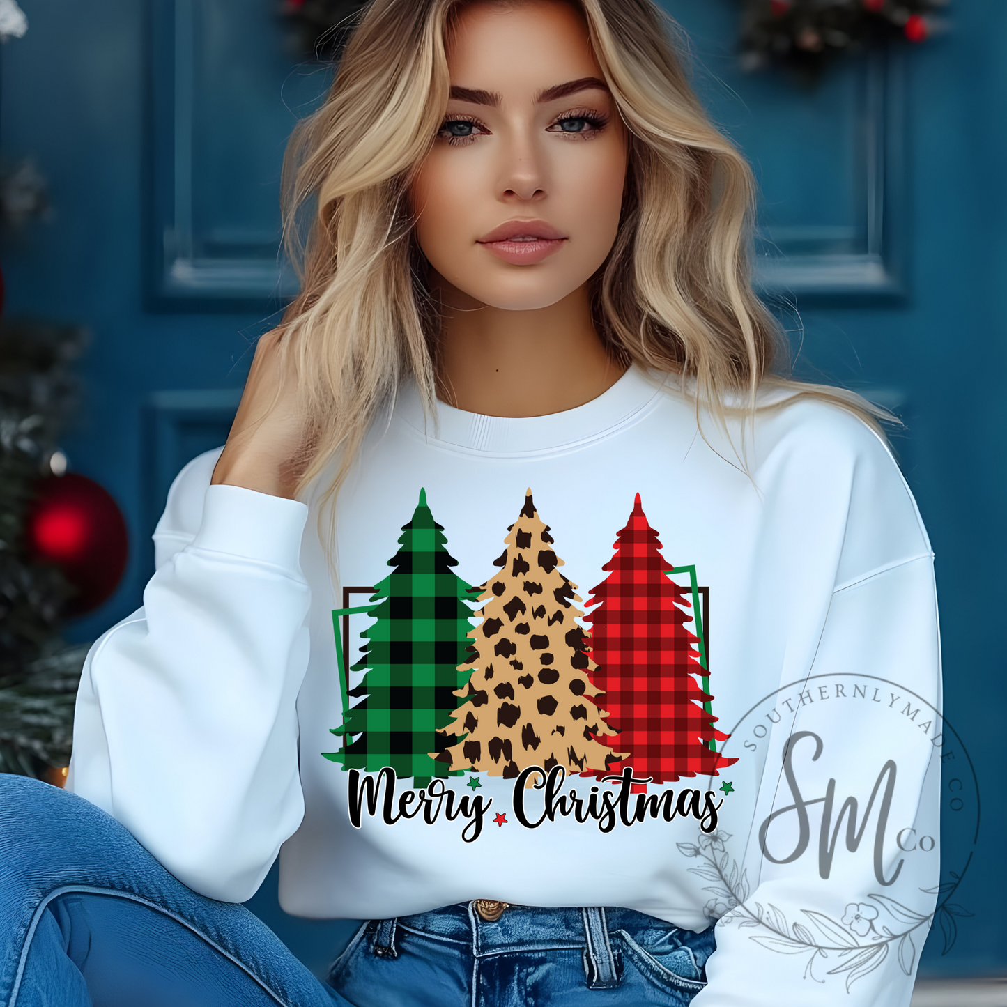 Merry Christmas Plaid Tree Design